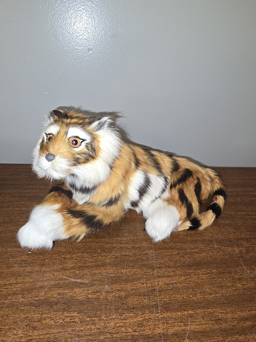 Fur Covered Tiger Resting Figurine 9” long